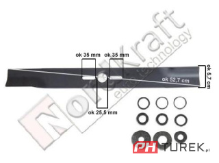 Nóż kosiarki 53 cm uniwersalny prosty podkładki