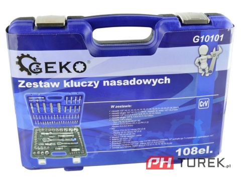 Zestaw kluczy klucze nasadowe torx 108 el. Geko