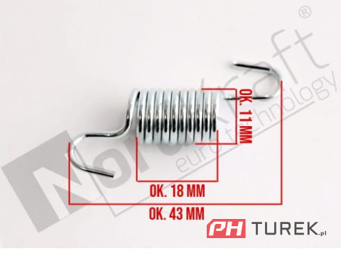Sprężyna napędu linki kosiarki t3 NAC 43mm