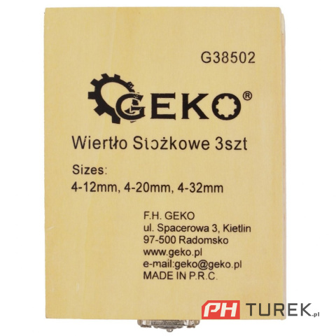 Wiertła stopniowe stożkowe 3szt 4-32mm g38502 geko