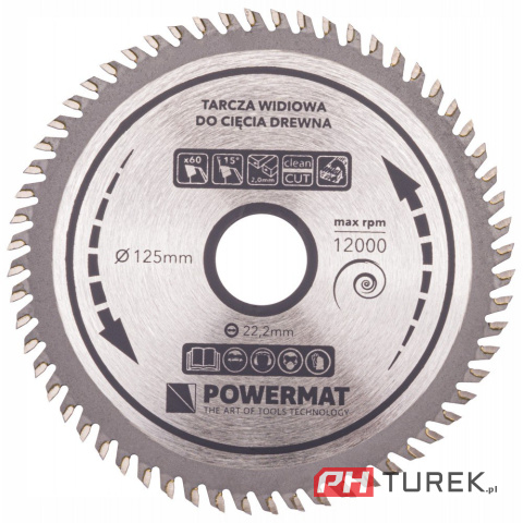 Tarcza widiowa drewna piły piła 125 x 22.2 mm 60z