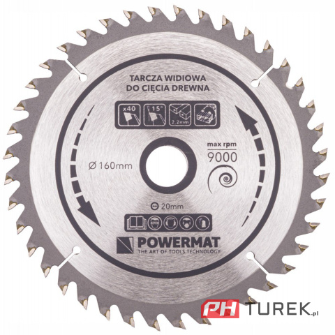 Tarcza widiowa drewna piły piła 160 x 20 mm 40z