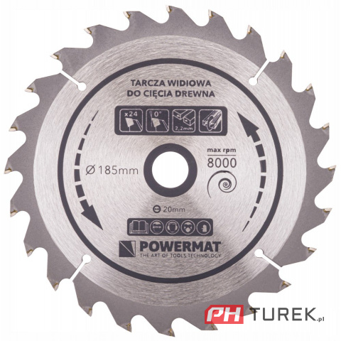 Tarcza widiowa drewna piły piła 185 x 20 mm 24z