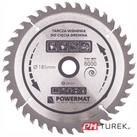 Tarcza widiowa drewna piły piła 185 x 20 mm 40z