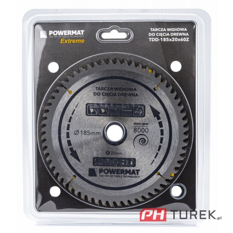 Tarcza widiowa drewna piły piła 185 x 20 mm 60z