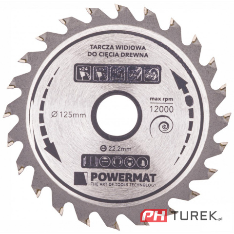 Tarcza widiowa drewna piły piła 125 x 22.2 mm 24z