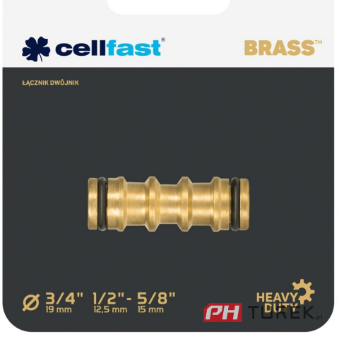 Łącznik dwójnik węża mosiądz cellfast 1/2" | 3/4"