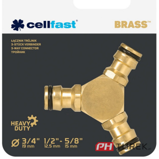 Łącznik trójnik węża mosiądz cellfast 1/2" | 3/4"