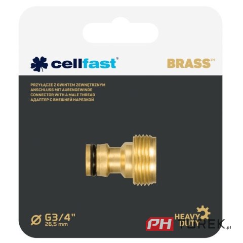 Przyłącze węża z gwintem zewnętrznym 3/4" brass