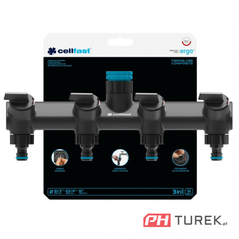 Rozdzielacz wody na kran z zaworami 4x cellfast