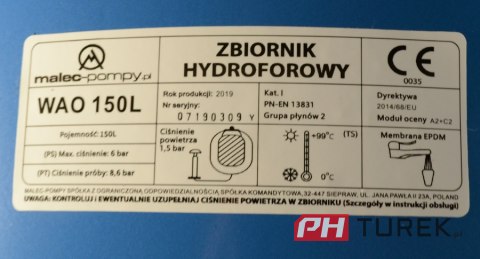 Hydroforowy zbiornik przeponowy 80 litrów malec