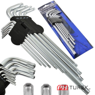 Geko zestaw klucze crv torx z otworem t15-t55 9el