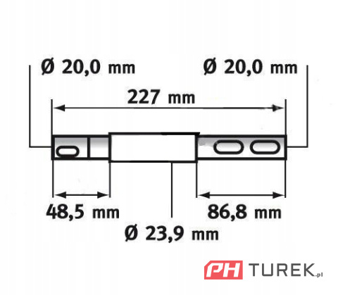 Wałek mandreli adapter noża traktorka lewy 227mm