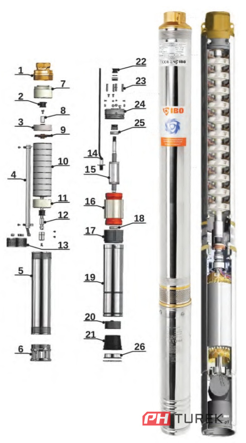 Pompa głębinowa 3,5 sdm 2/17 1,1 kw ibo 70 l/min