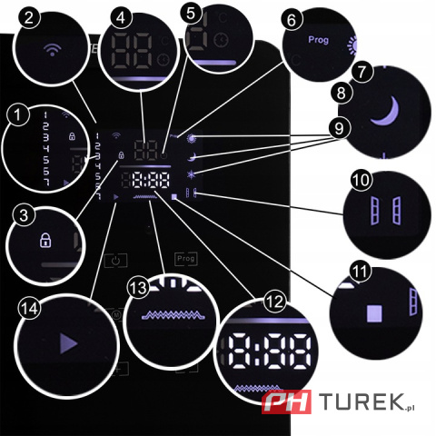 Grzejnik elektryczny konwektorowy 2000w led wifi