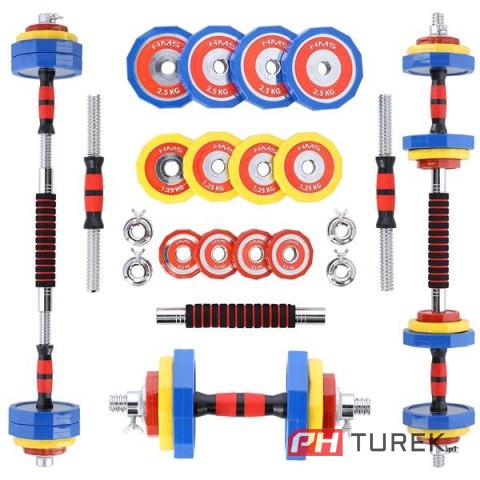 Skc20 sztangielki-sztanga w walizce kolorowe 2x10kg hms