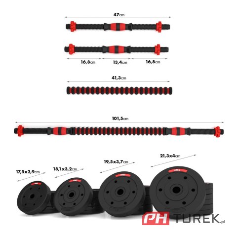 Zestaw hantle regulowane obciążenie 30 kg hms sgp