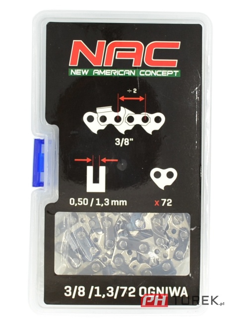 Nac oryginalny łańcuch 72 ogniwa 3/8 1.3 mm do piły pilarki