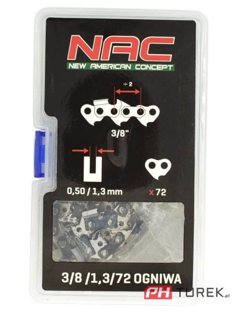 Nac oryginalny łańcuch 72 ogniwa 3/8 1.3 mm do piły pilarki