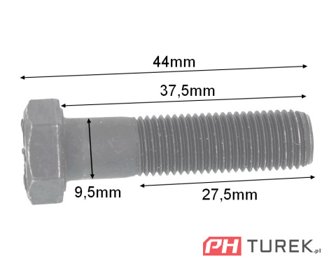 Śruba mocowania noża kosiarki 37,5mm 3/8"