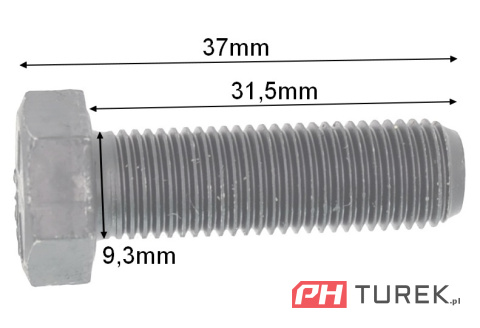 Śruba mocowania noża kosiarki 31,5mm 3/8"