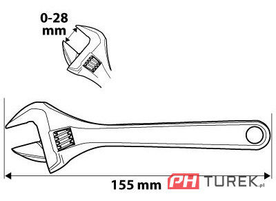 Klucz nastawny 155mm zakres 0-28mm szwed