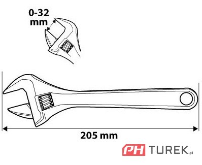 Klucz nastawny 205mm zakres 0-32mm szwed