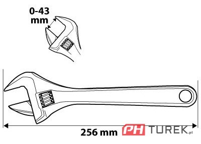 Klucz nastawny 256mm zakres 0-43mm szwed