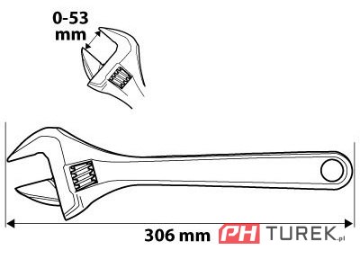 Klucz nastawny 306mm zakres 0-53mm szwed