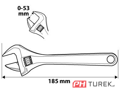 Klucz nastawny krótki 185mm zakres 0-53mm szwed