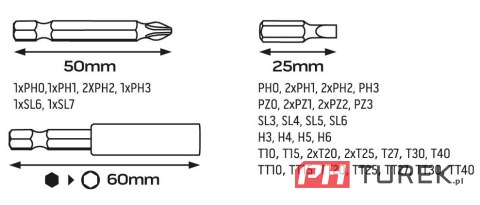 Wkrętak akumulatorowy 3,6v Li-ion + bity mico-usb