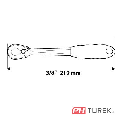 Grzechotka prosta 3/8 cala mechanizm 45 zębów 210 mm