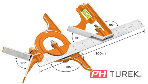 Kątownik uniwersalny 300mm przymiar stolarski kątomierz