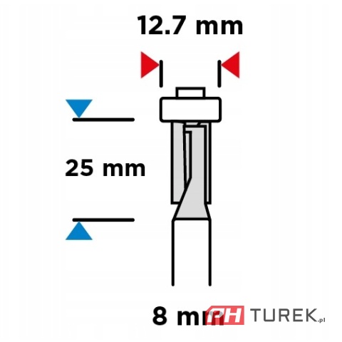 Frez prosty z dolnym łożyskiem 12,7x25mm