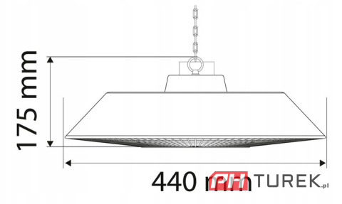 Promiennik sufitowy 1500w lampa grzewcza 44cm aluminium