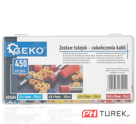 Zestaw tulejek - zakończenia kabli 450 szt. izolowane