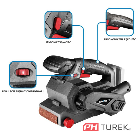 Akumulatorowa szlifierka taśmowa 18v Graphite