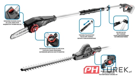 Pilarka i nożyce do żywopłotu na wysięgniku Energy+ 18V