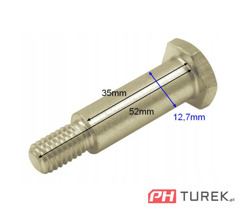 Śruba oś koła kosiarki 12.7mm x 56mm