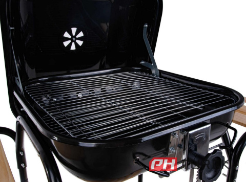 Grill węglowy z pokrywą i regulacją rusztu – ruszt 40x40 cm