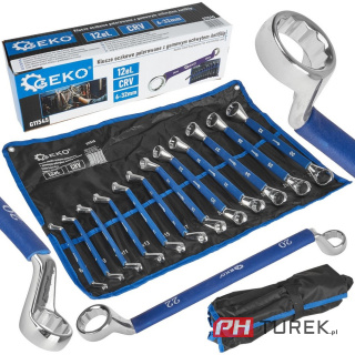 Klucze oczkowe polerowane 6-32mm 12 elementów CRV