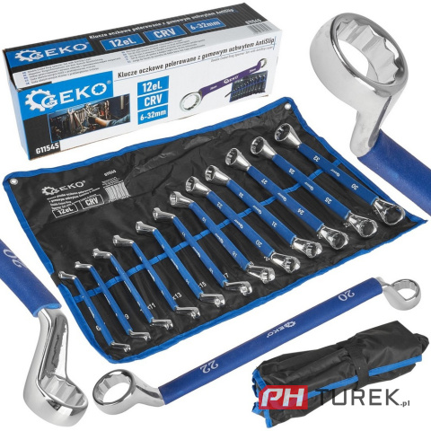 Klucze oczkowe polerowane 6-32mm 12 elementów CRV