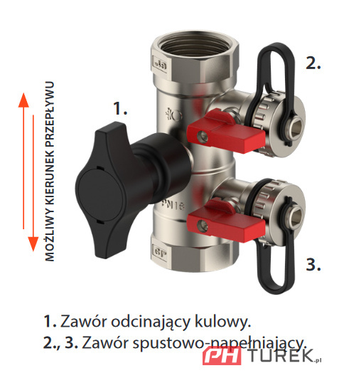 Zawór serwisowy DN25 / DN20 odpowietrzania instalacji