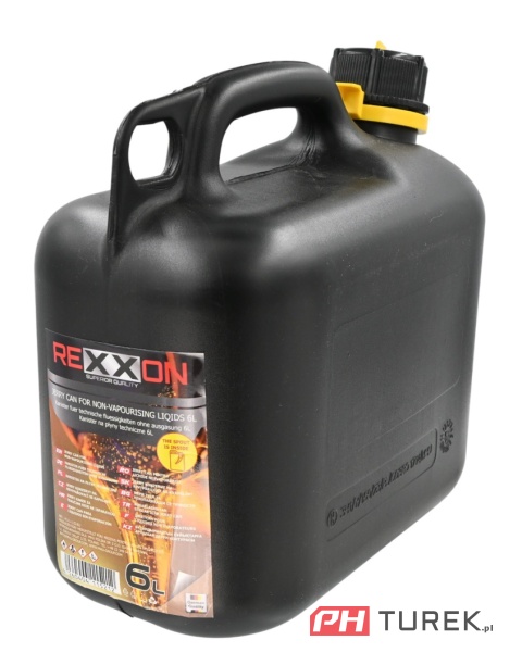 Kanister jednokomorowy 6l czarny skala pomiarowa miarka bańka UN cert. HDPE