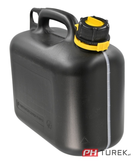 Kanister jednokomorowy 6l czarny skala pomiarowa miarka bańka UN cert. HDPE