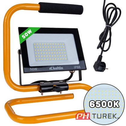 Naświetlacz LED 50W ze statywem budowlanym i przewodem barwa zimna 6500K