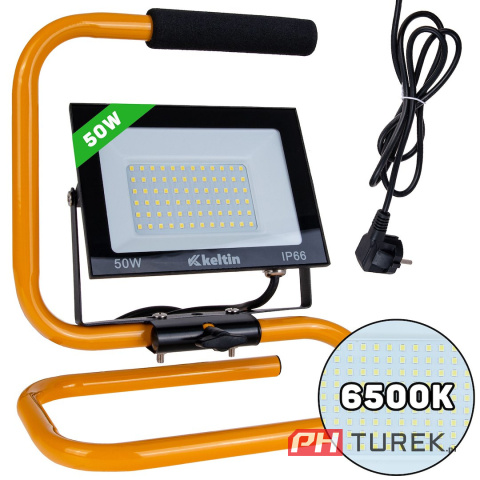 Naświetlacz LED 50W ze statywem budowlanym i przewodem barwa zimna 6500K
