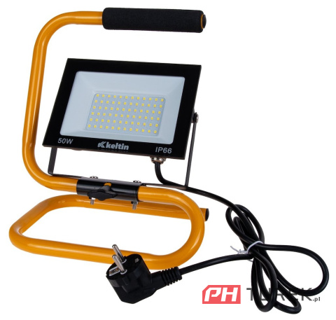 Naświetlacz LED 50W ze statywem budowlanym i przewodem barwa zimna 6500K