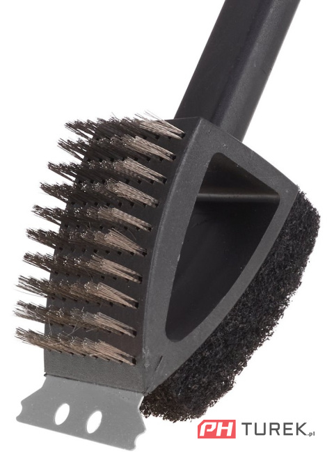 Szczotka druciana ze skrobakiem i gąbką 3w1 – do czyszczenia grilla