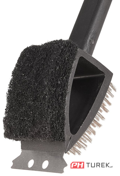 Szczotka druciana ze skrobakiem i gąbką 3w1 – do czyszczenia grilla